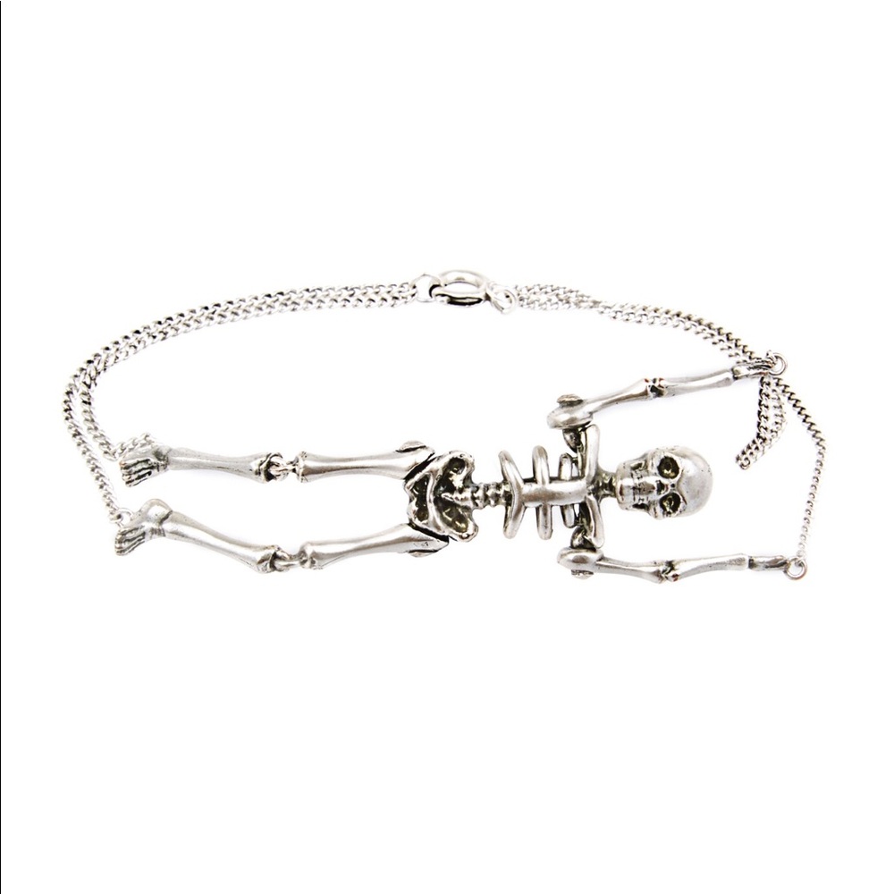 SAINT LAURENT Metallic 'punk' Skeleton Bracelet